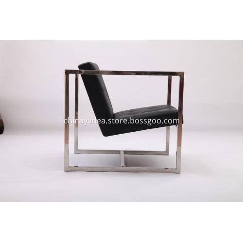 Black leather Angles Lounge Chairs